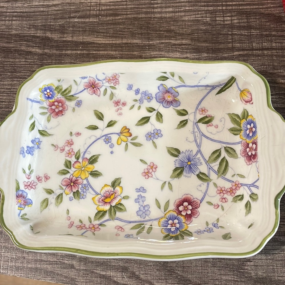 Corona by Andrea floral trinket dish 7.5 inches length 5 inches wide